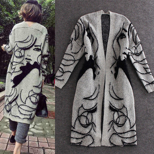 Damen Strickcardigan Offener Schnitt Mit Muster Beige - Eveloria