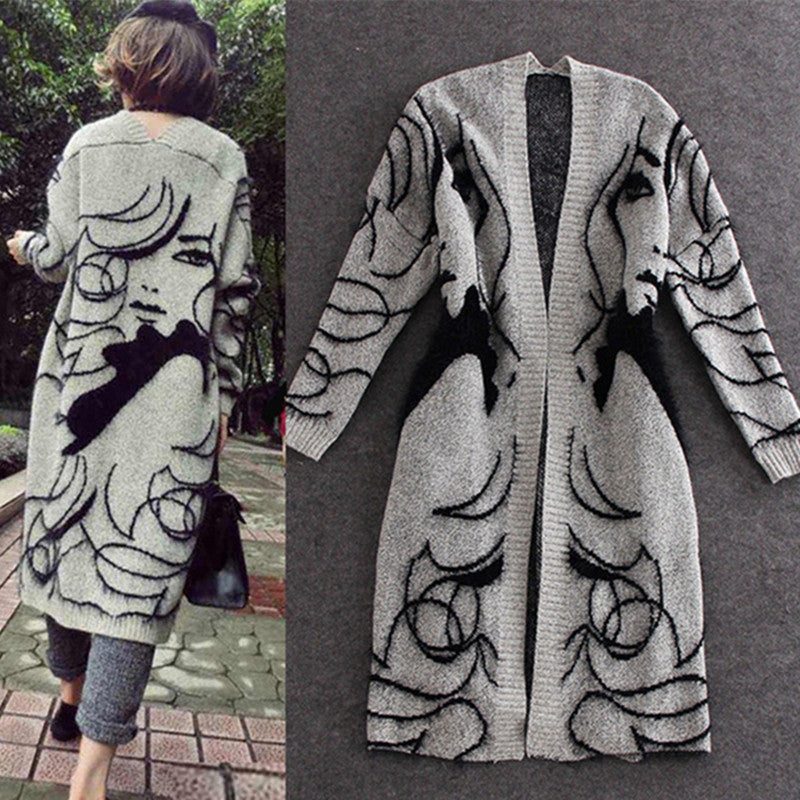 Damen Strickjacke Offen Vorne Kreatives Motiv Eveloria - Eveloria