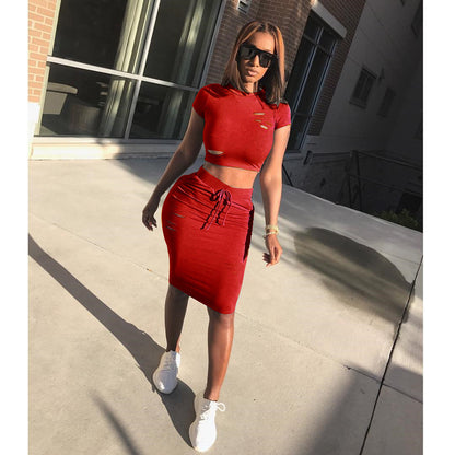Damen Set Cropped und Rockhose mit Kordelzug