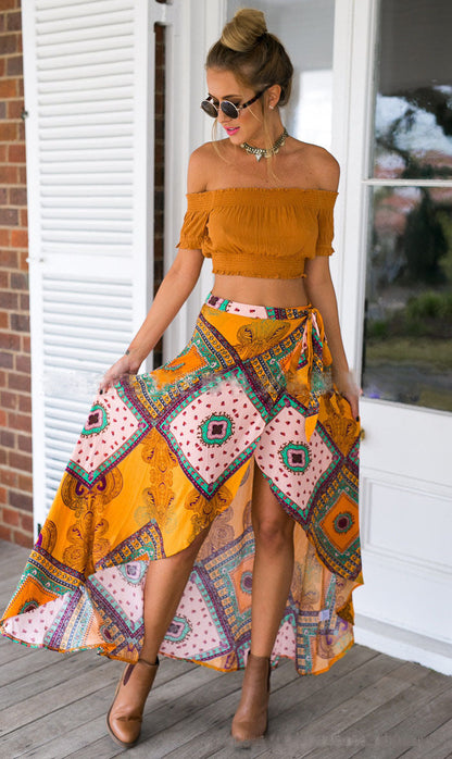 Damen Asymmetrischer Wickelrock Bunt Eveloria
