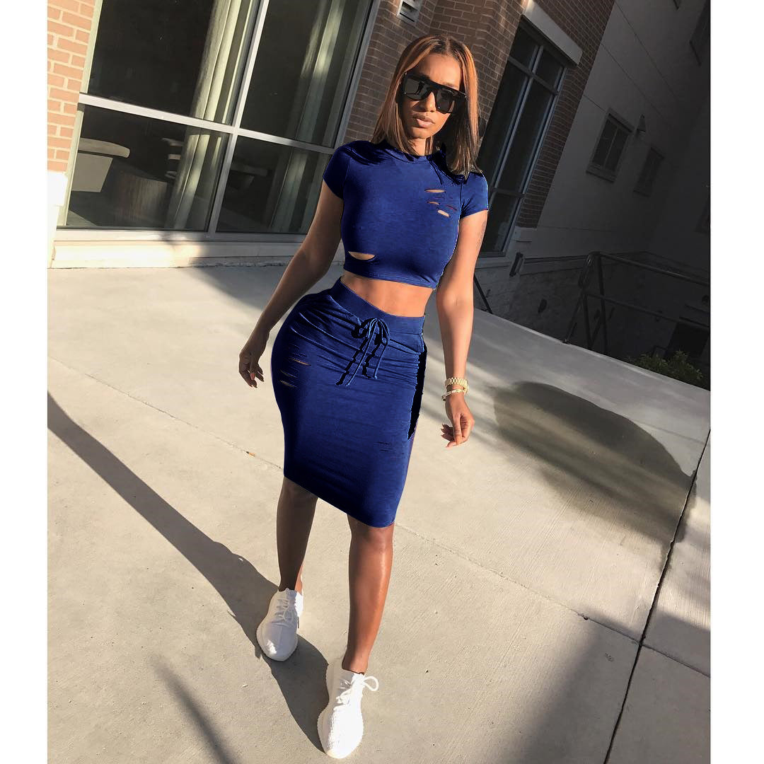 Damen Set Cropped und Rockhose mit Kordelzug