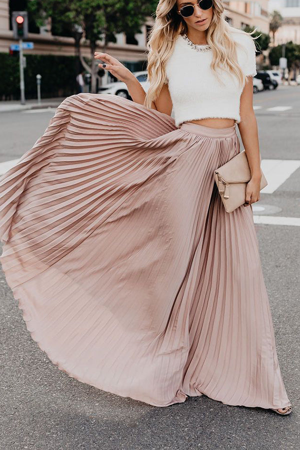 Eveloria Damen Maxi Rock Plissiert