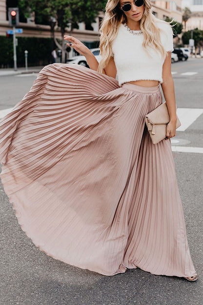 Eveloria Damen Maxi Rock Plissiert