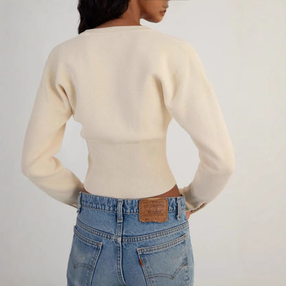 Damen Strickjacke Langärmlig Knopfleiste Beige