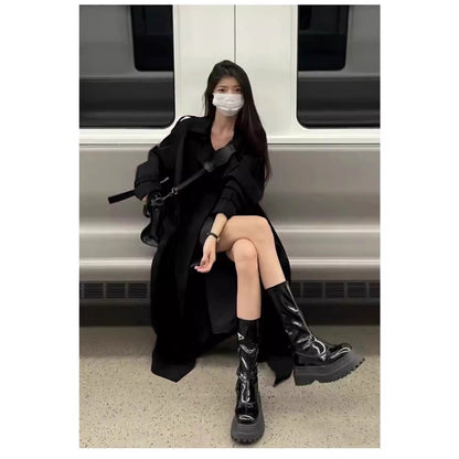 Damen Trenchcoat Doppelreihig Lang Clotilde