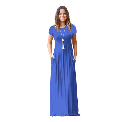 Damen Maxikleid mit Taschen Fließender Schnitt Eveloria