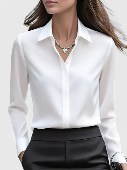 Damen Satin Bluse mit Knopfleiste