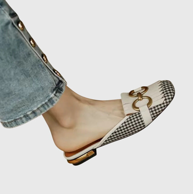 Damen Slip-On Sandalen Schnallendesign