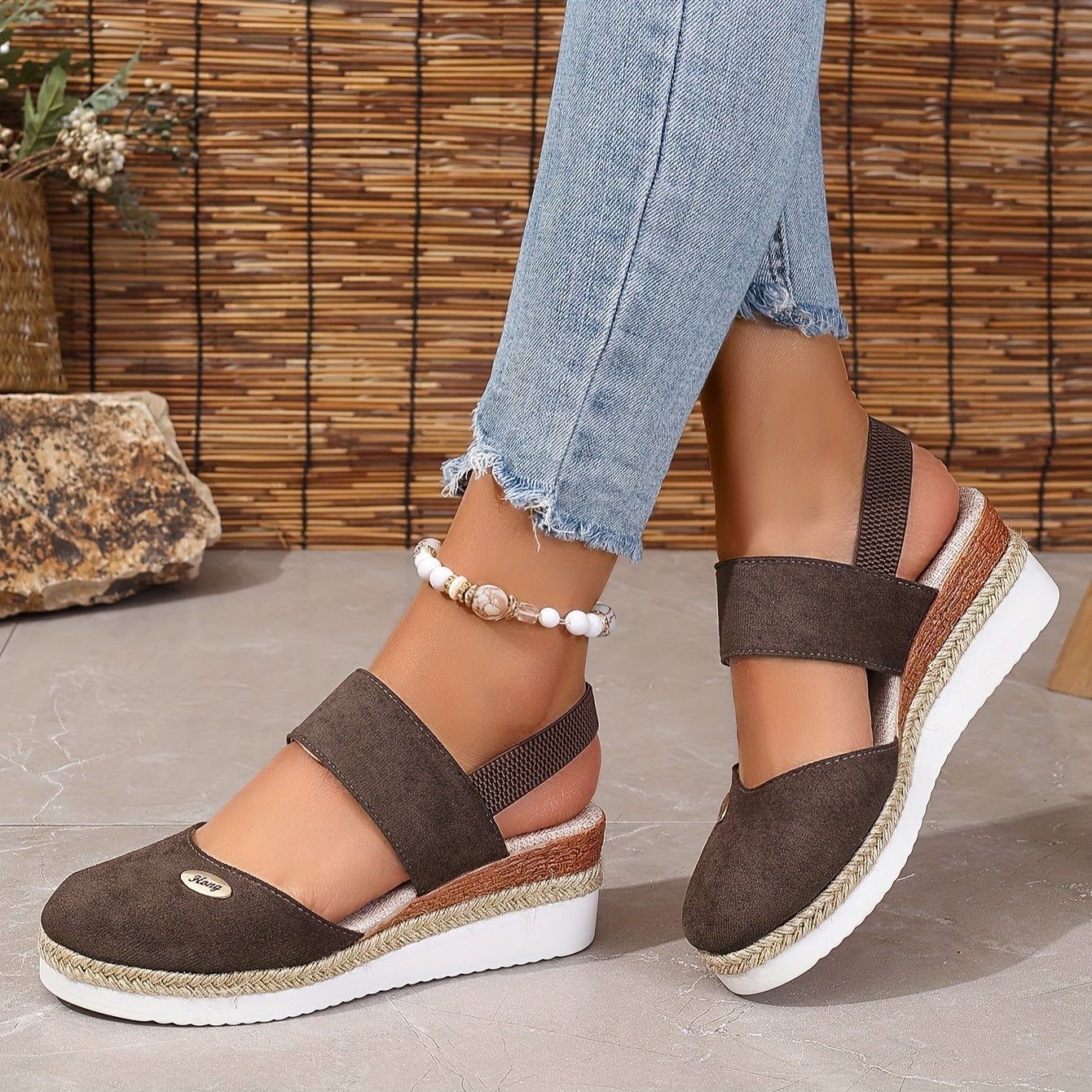 Damen Sandalen Plattform Rutschfest Elastisch
