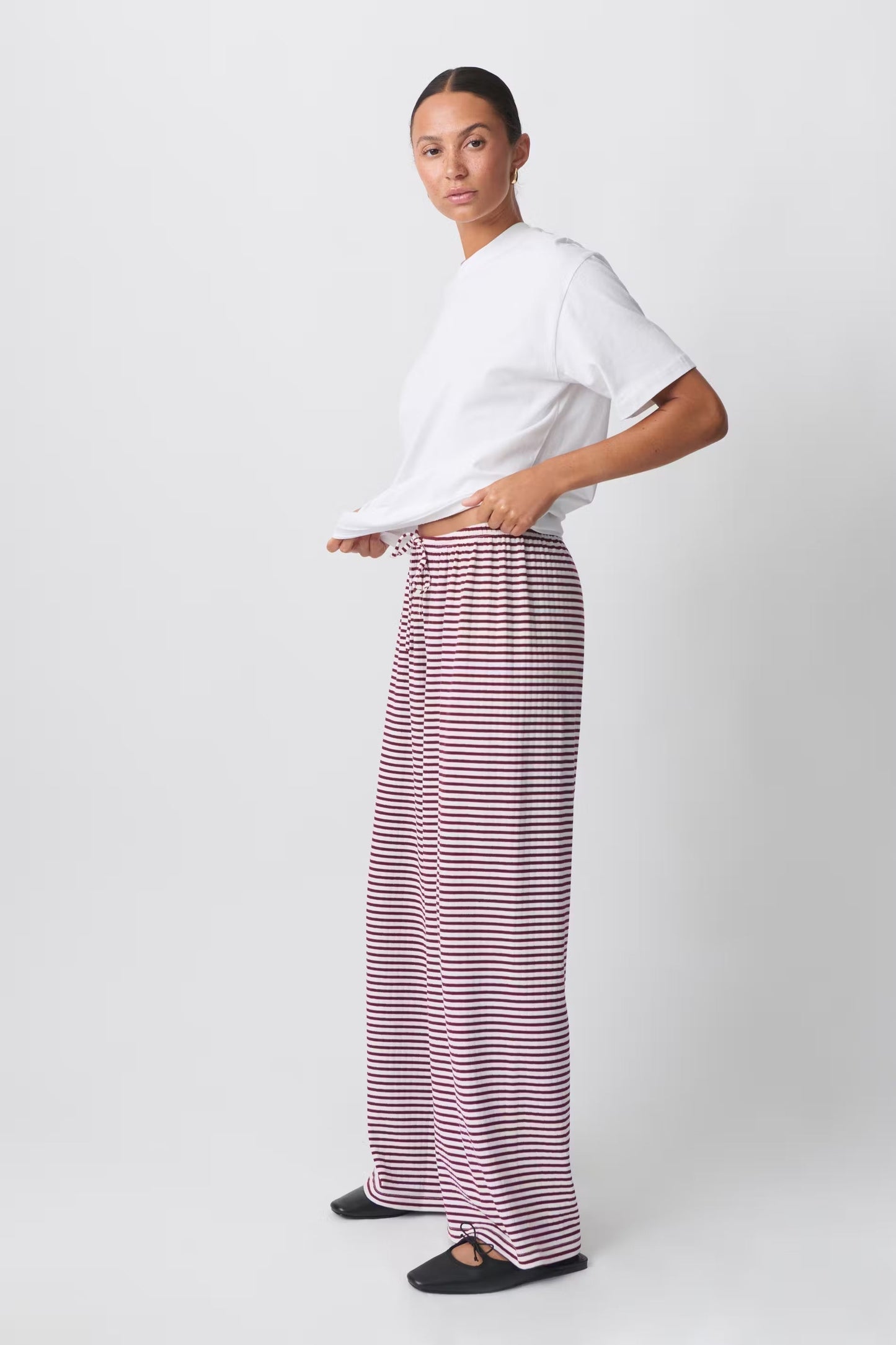 Damen Frühlingshose Gestreift Relaxed Fit