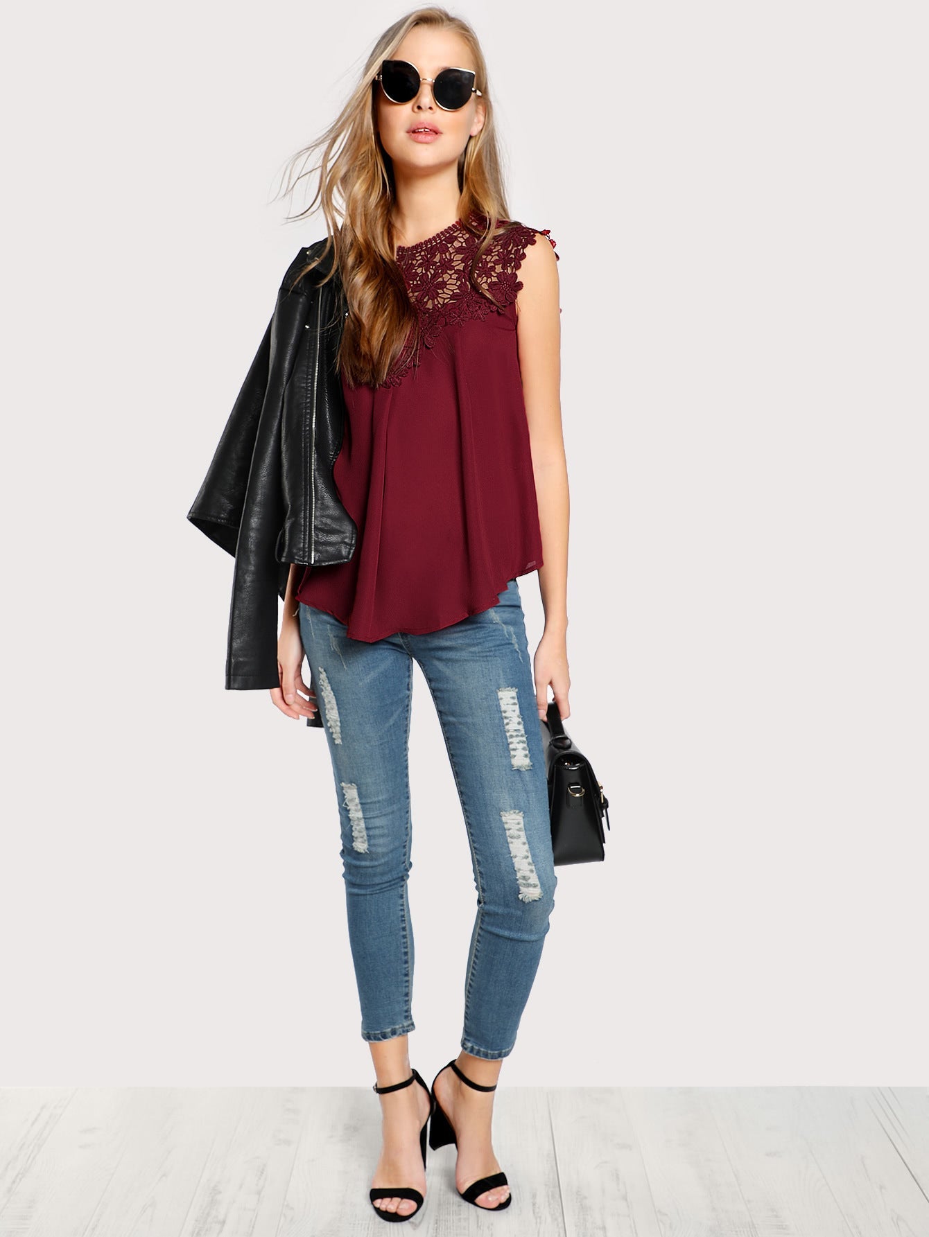 Damen Bluse Flora Stickerei Fließend Weiss Eveloria