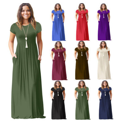 Damen Maxikleid mit Taschen Fließender Schnitt Eveloria - Eveloria