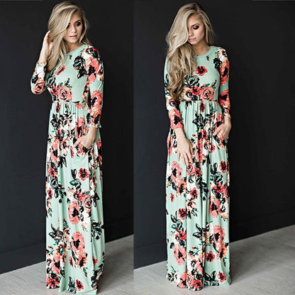 Damen Maxikleid Floralmuster Langrock Eveloria