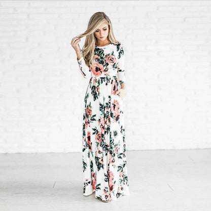 Damen Maxikleid Floralmuster Langrock Eveloria