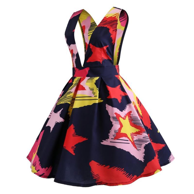 Damen A-Linien Kleid V-Ausschnitt Grafisches Sternmuster Eveloria