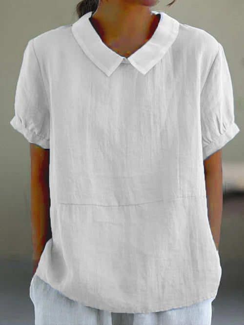 Eveloria Damen Bluse Baumwolle Einfarbig