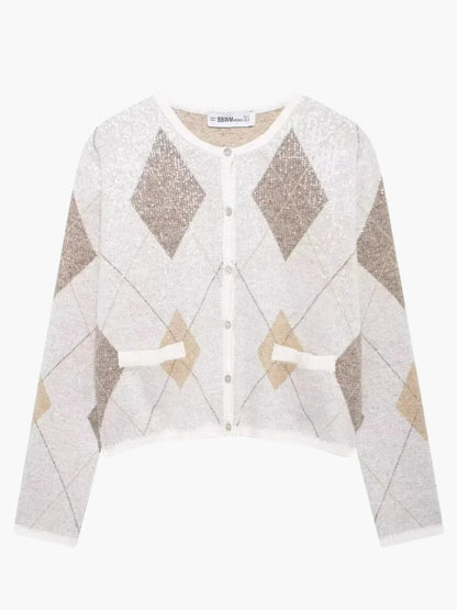 Damen Strickjacke Argylemuster - Norvielle