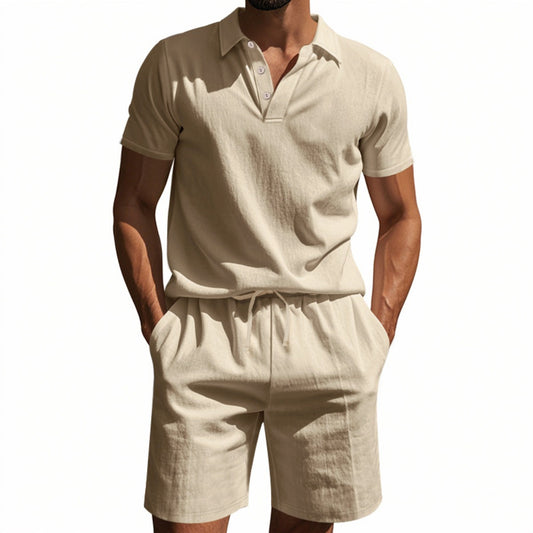 Eveloria Damen Kurzärmliges Poloshirt Strandanzug Shorts Set - Eveloria
