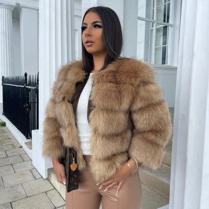 Damen Faux-Fur-Winterjacke Elegant
