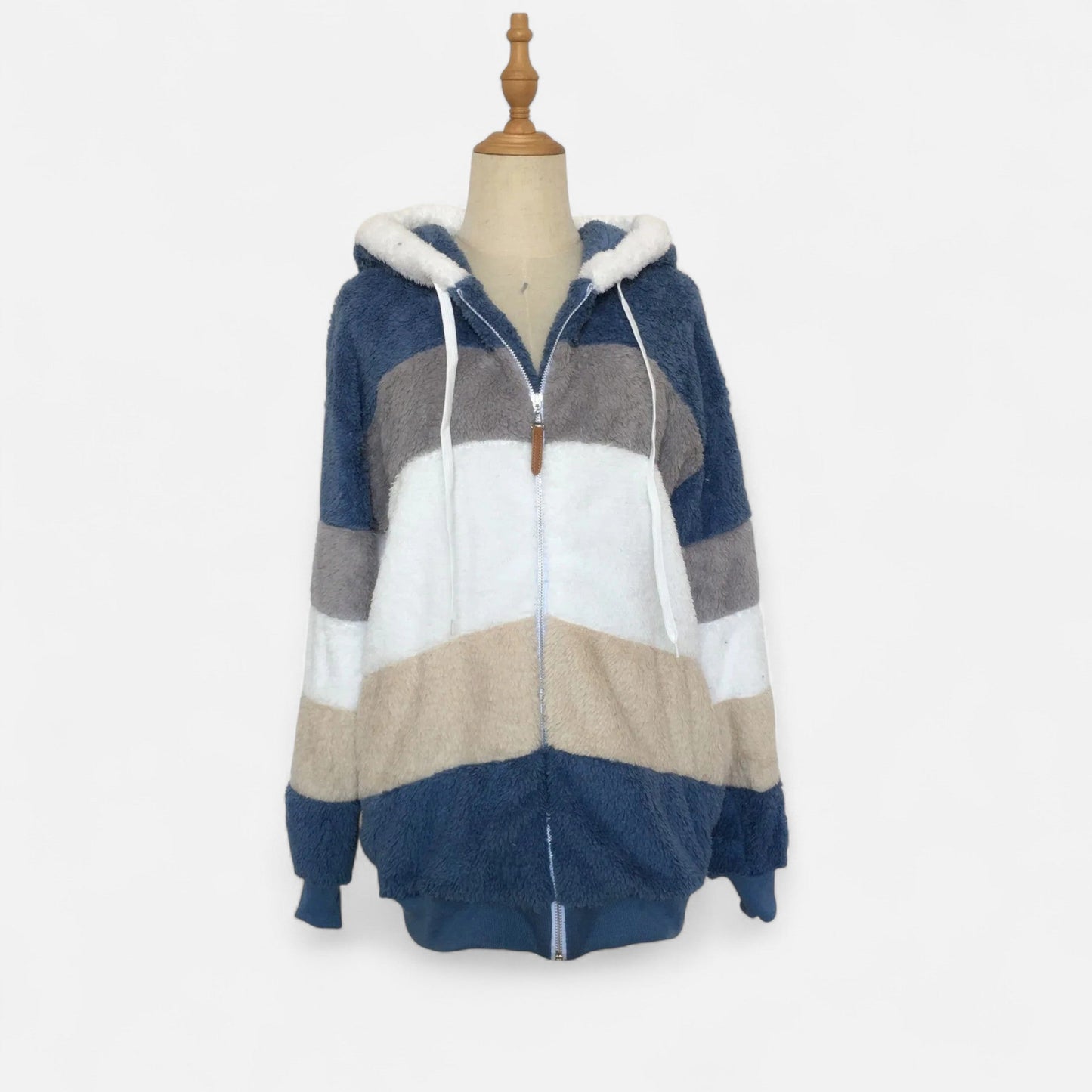 Damen Oversized Jacke mit Kapuze Gestreift