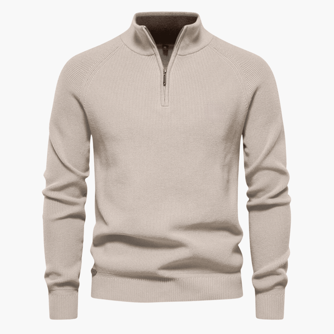 Herren Pullover Weich Strick Zipper