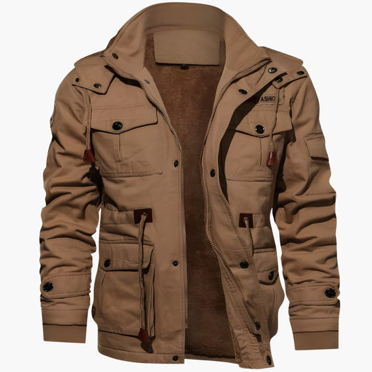 Herren Winterjacke Fleece Isolierend Schwarz - Eveloria