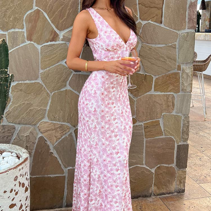 Damen Maxi Kleid Floralmuster Hochzeitsgast