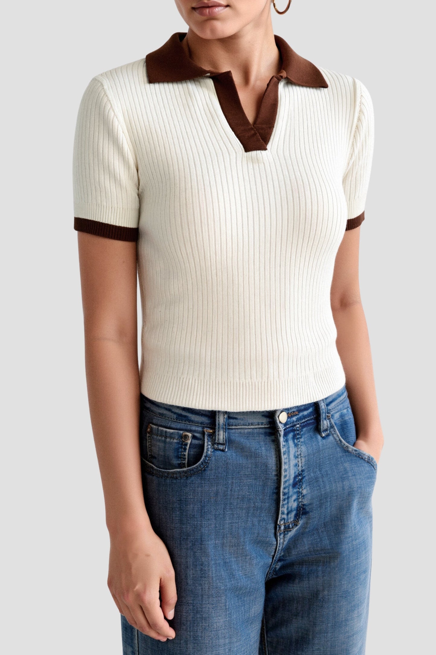 Herren Polo-Shirt Blockfarbe Gestrickt Rundhals