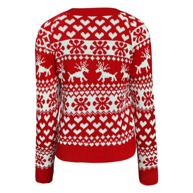 Eveloria Damen Strickpullover Rot Weihnachten