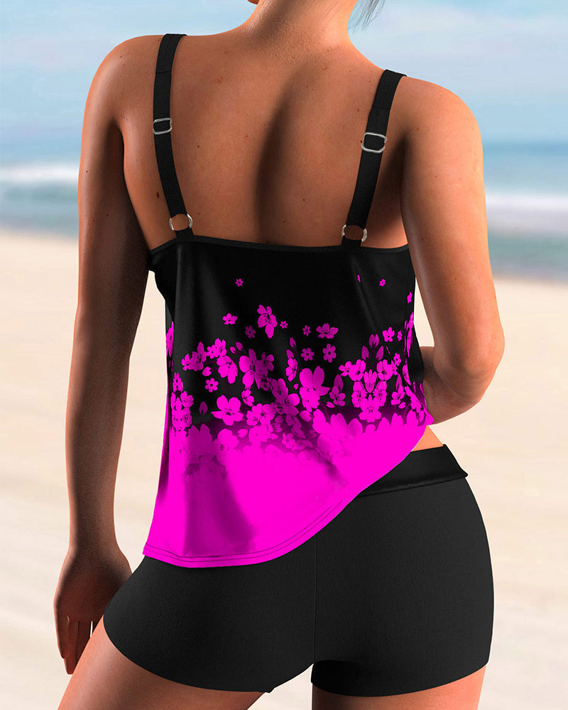 Eveloria Damen Tankini Set Blumenmuster