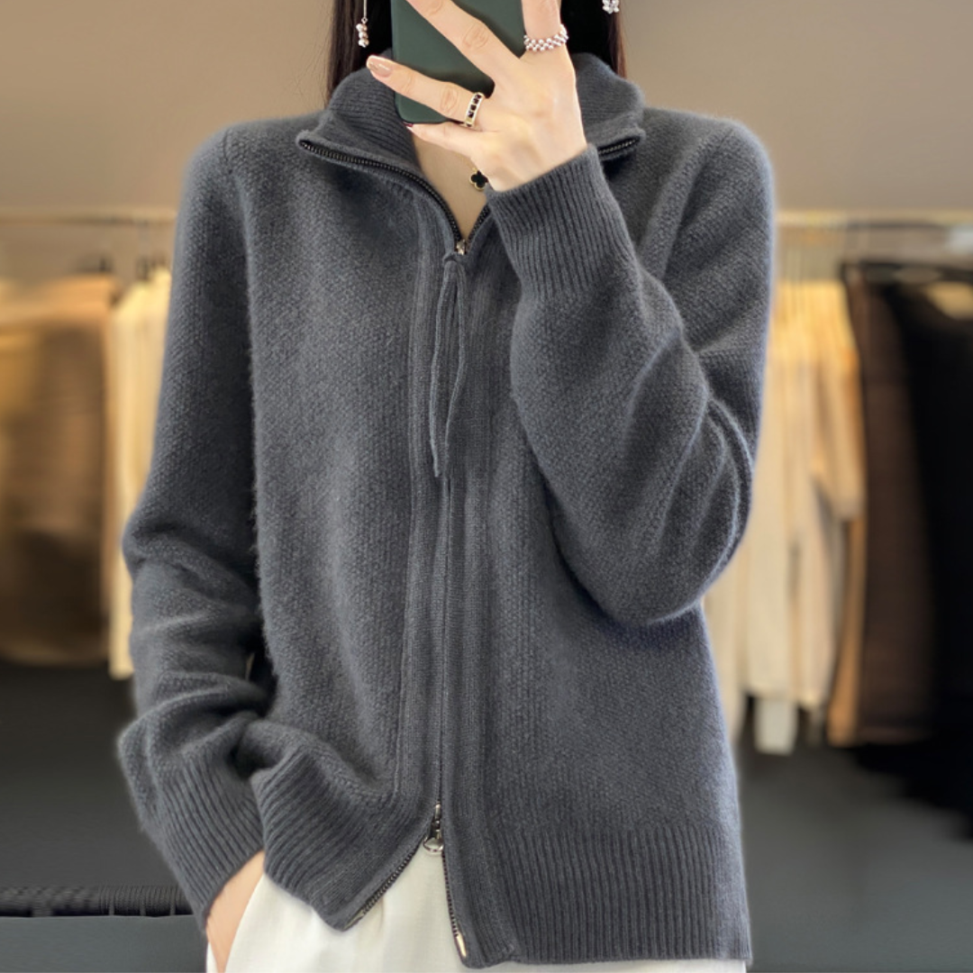 Eveloria Damen Strickjacke Reißverschluss Elegant