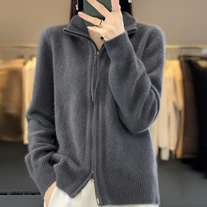 Eveloria Damen Strickjacke Reißverschluss Elegant