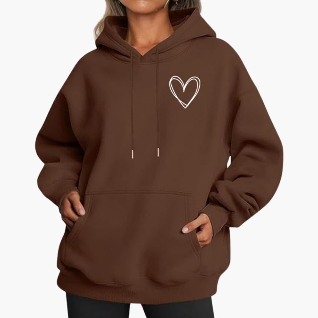 Damen Hoodie Kapuzenpullover Herz-Motiv