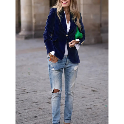 Eveloria Damen Blazer Velvet Casual