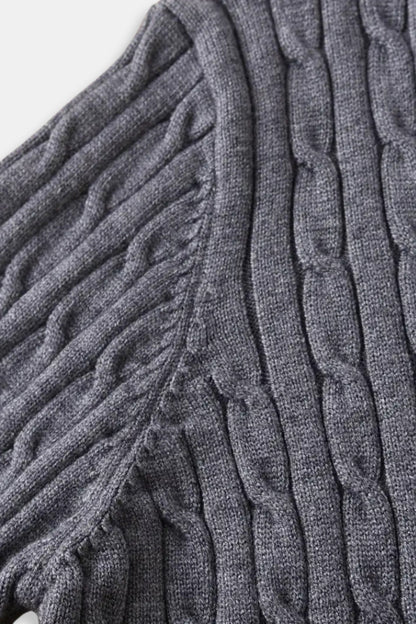 Eleganter Damen Zopfstrick Pullover Mit Reißverschluss