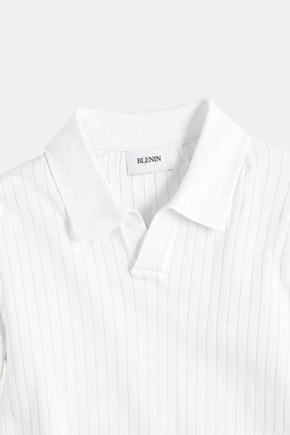 Herren Poloshirt Strick Elegantes Design Weiß