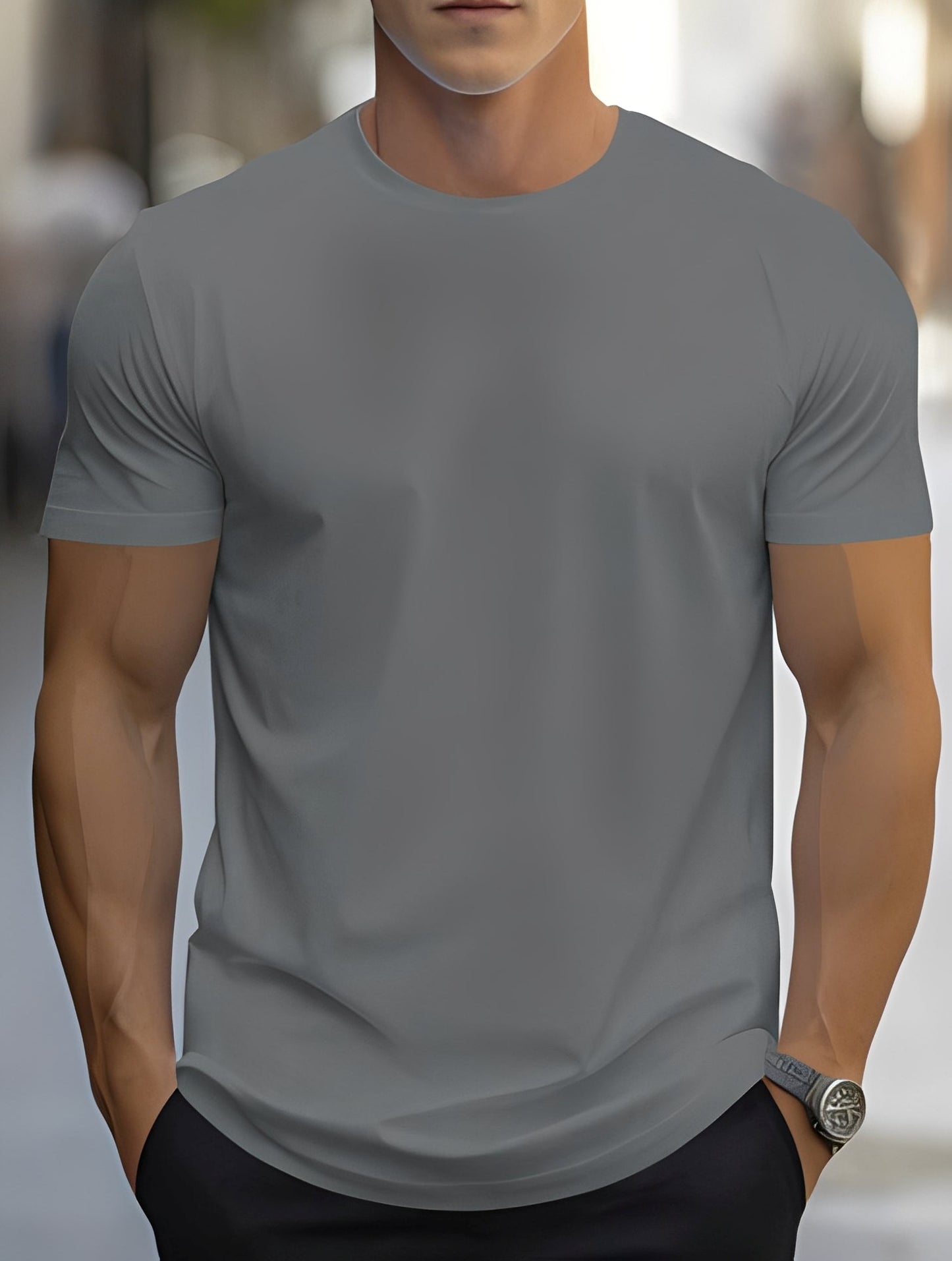 Herren Kurzarm T-Shirt Komfortabel Alltag Freizeit Sport