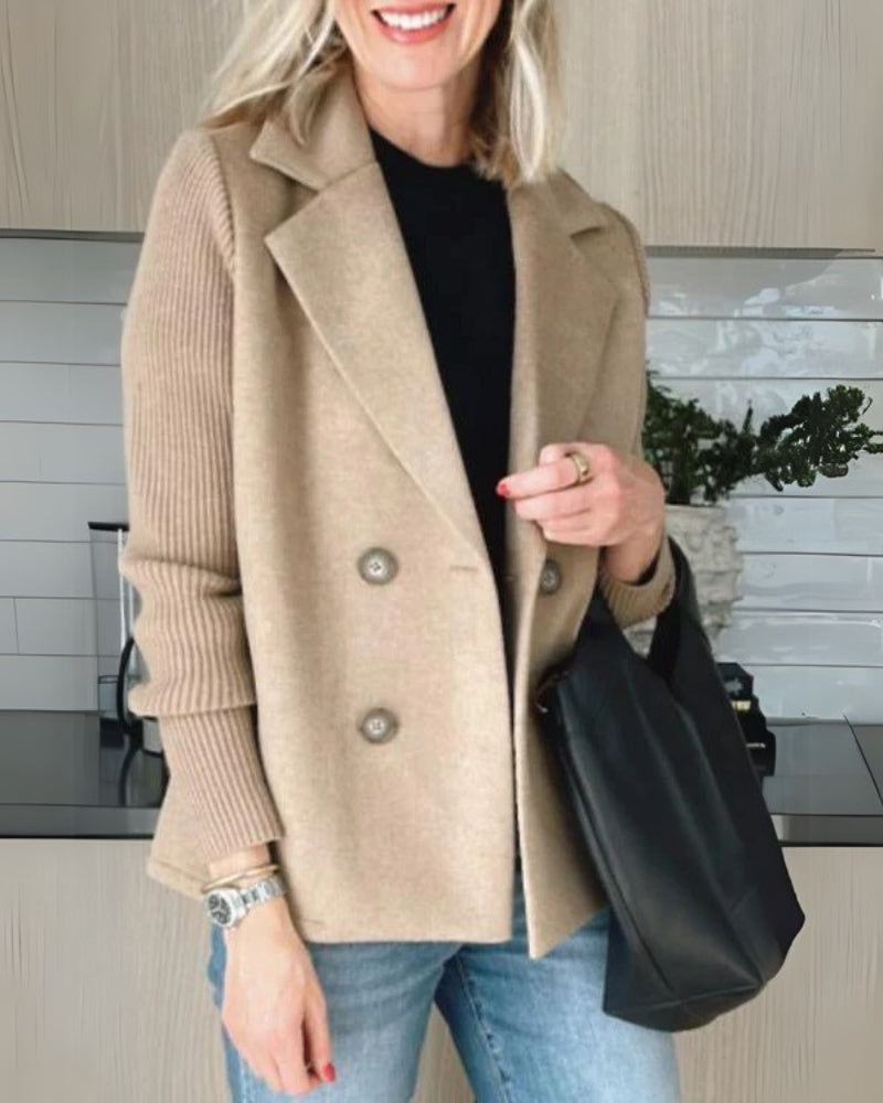 Damen Knit-Blazer-Weste Klassisches Revers Bequem
