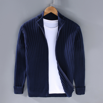 Herren Strickcardigan Reißverschluss Freizeit Beige