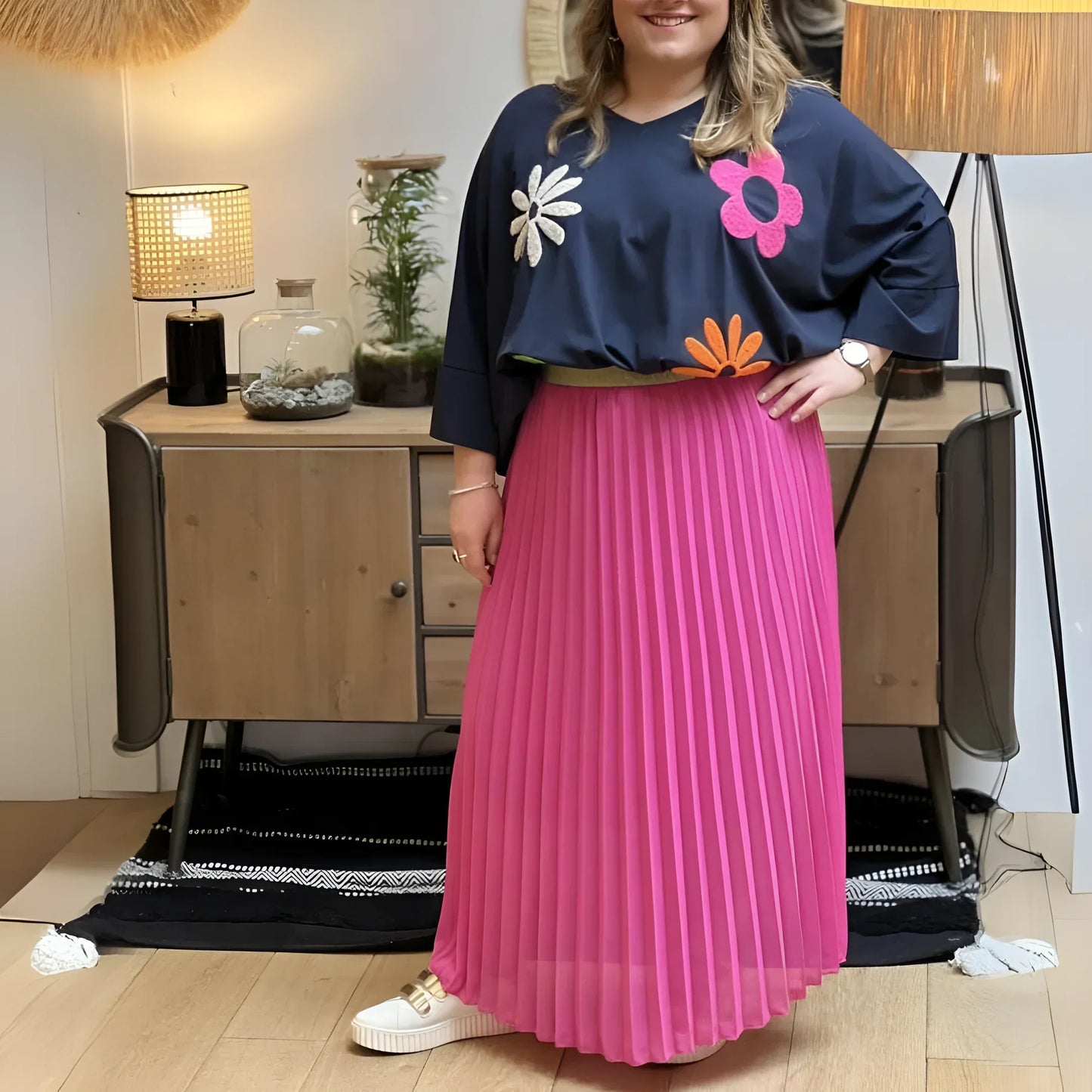 Eveloria Damen Faltenrock Lang