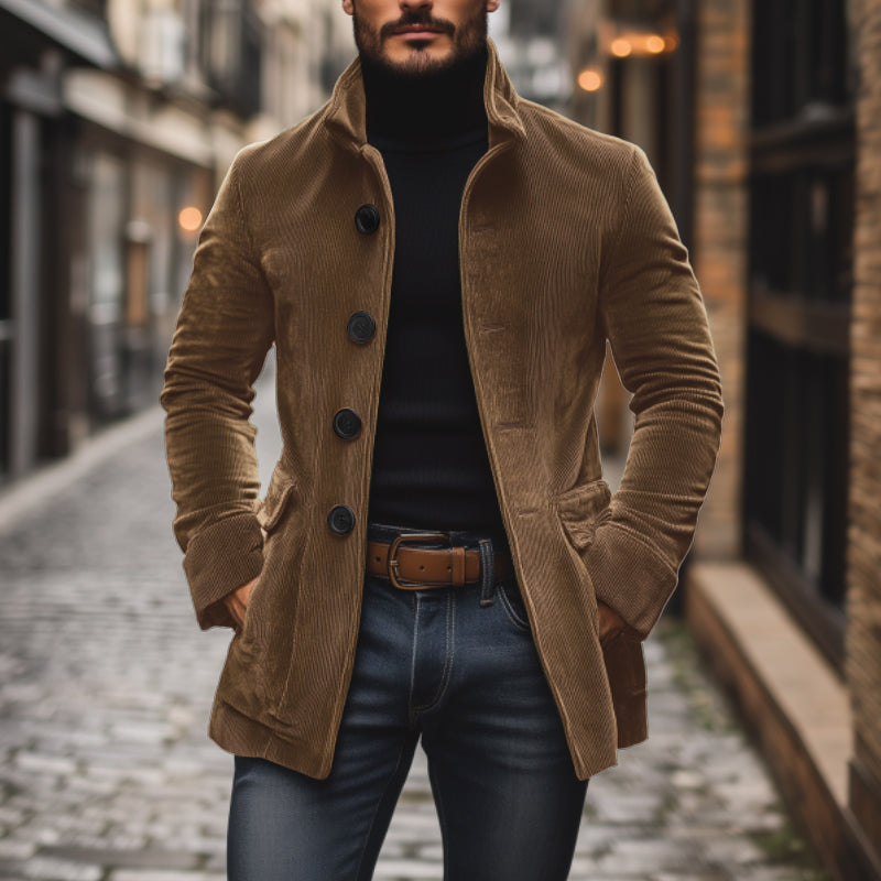 Herren Samtjacke Stehkragen Elegant