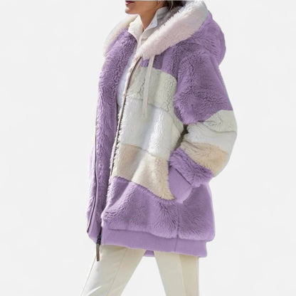Damen Oversized Jacke mit Kapuze Gestreift