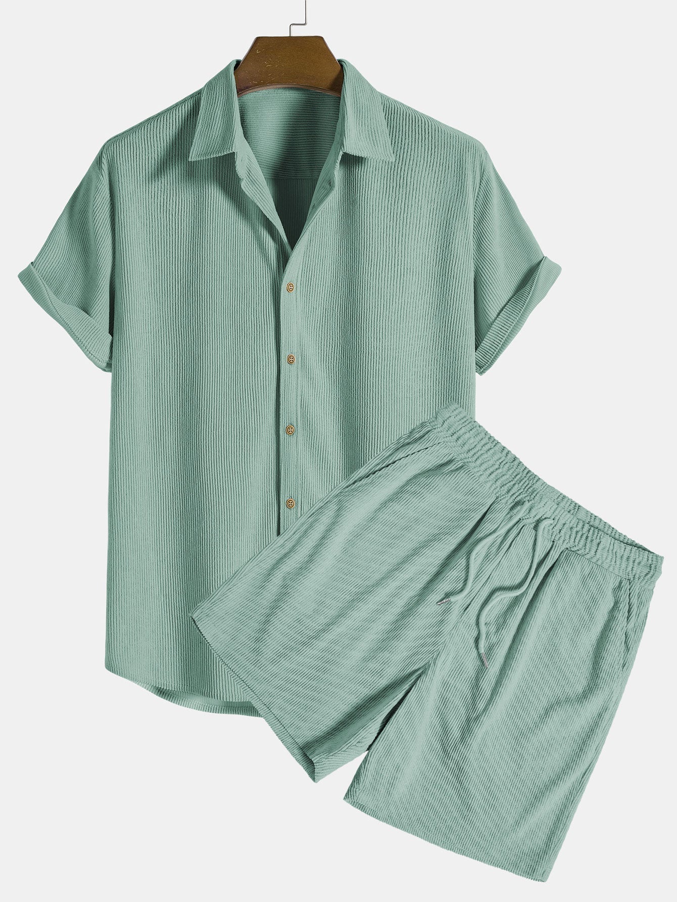Herren Sommer Set Zweiteilig Kurzarm Hemd Shorts