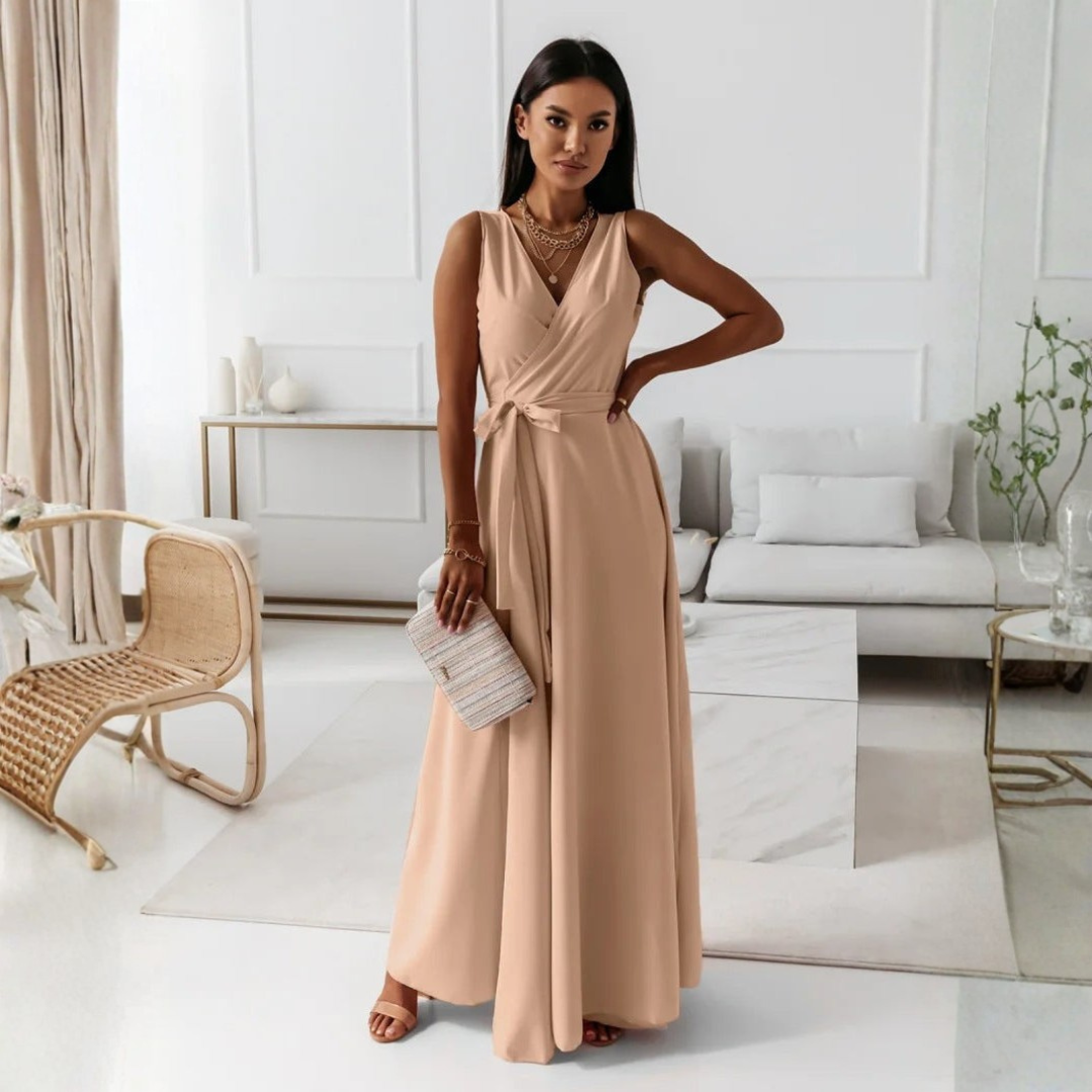 Damen Hochzeitsgastkleid Elegantes Wickel Maxikleid