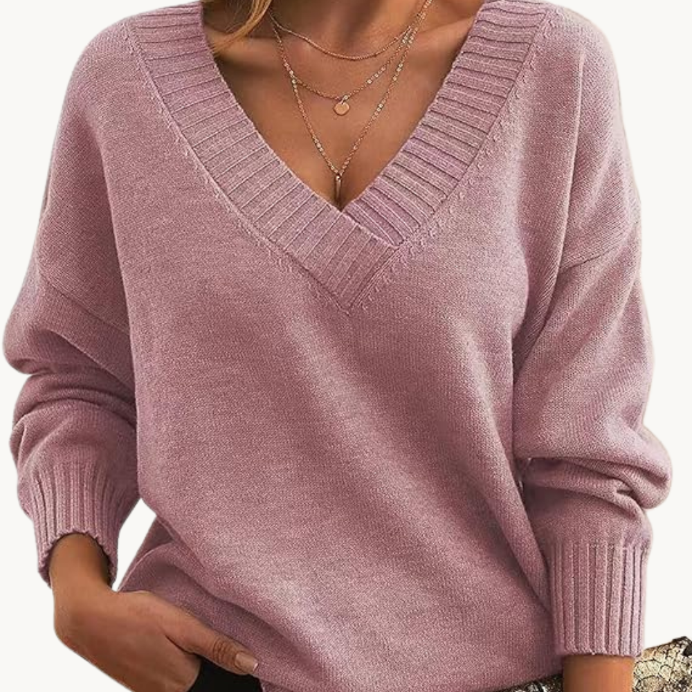 Eveloria Damen Pullover V-Ausschnitt
