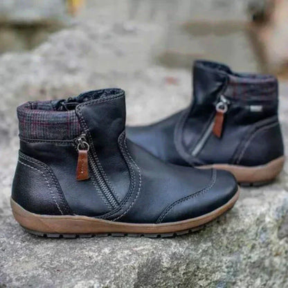 Damen Stiefelette Reißverschluss Bequem