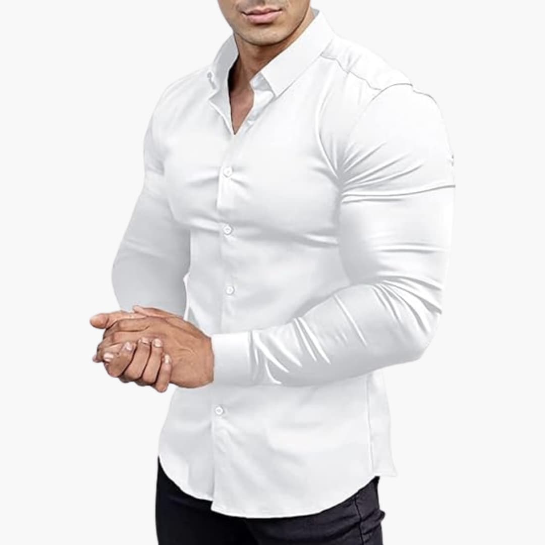 Herren Slim Fit Langarmhemd Klassisch