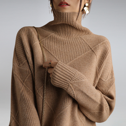 Damen Oversize Rollkragenpullover Lang