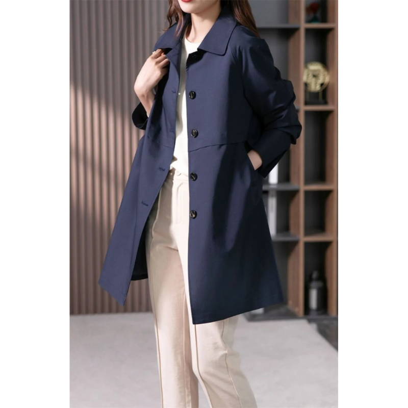 Eveloria Damen Trenchcoat Kurz Baumwolle Beige