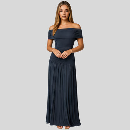 Damen Hochzeitsgastkleid Gefaltet Maxikleid